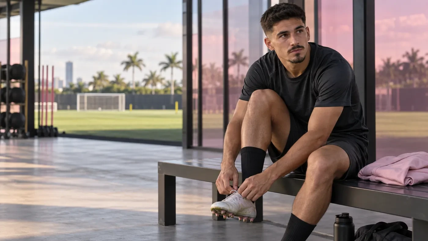 Gonzalo Luján chuẩn bị trước buổi tập của Inter Miami