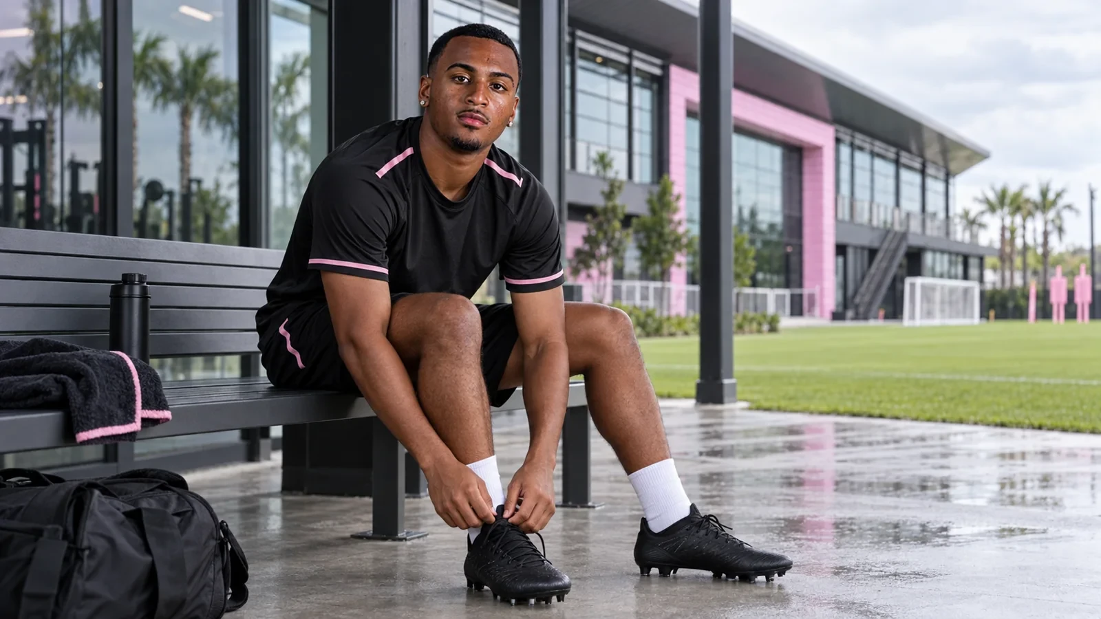 Israel Boatwright chuẩn bị cho buổi tập tại trung tâm Inter Miami