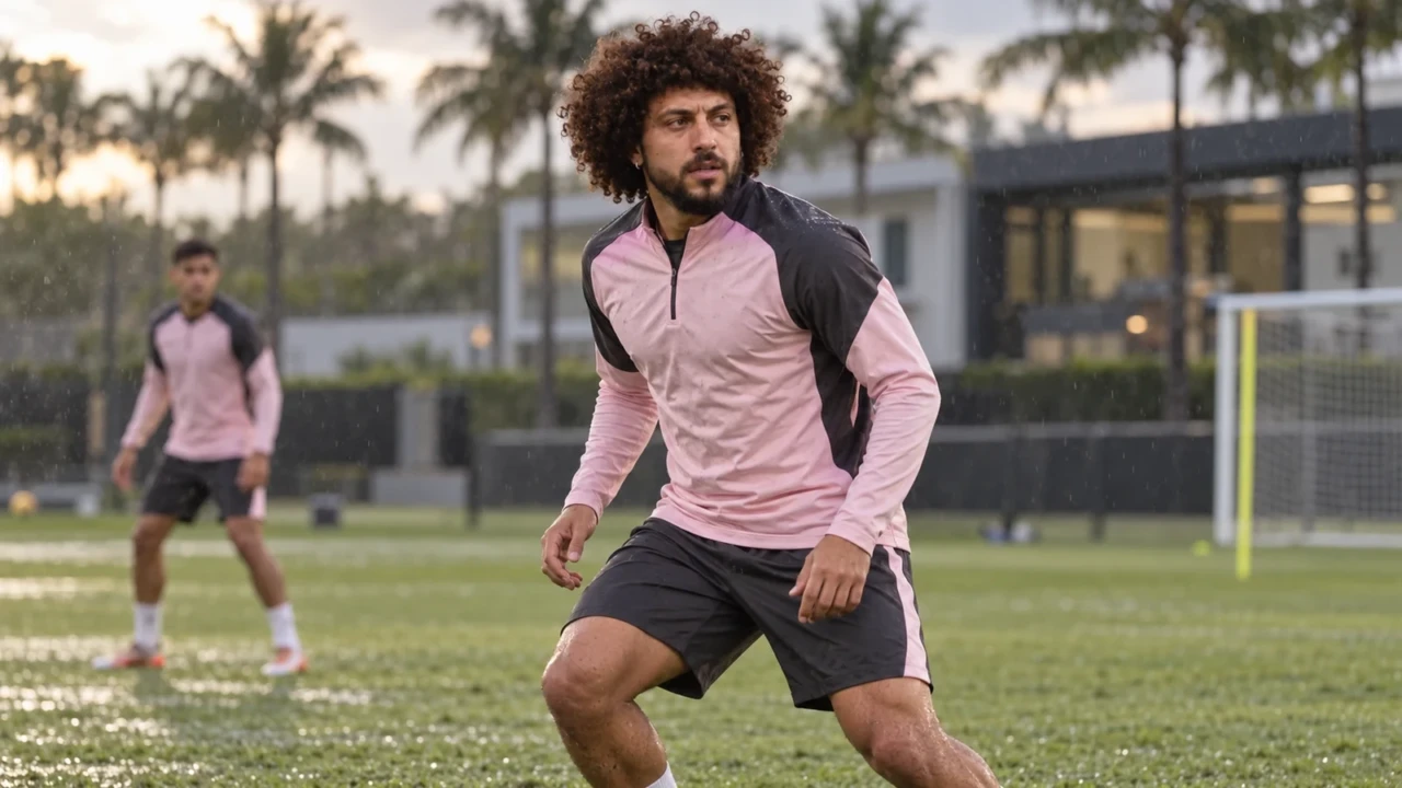 Minh họa Maximiliano Falcón quét không gian khi tập phòng ngự cùng Inter Miami