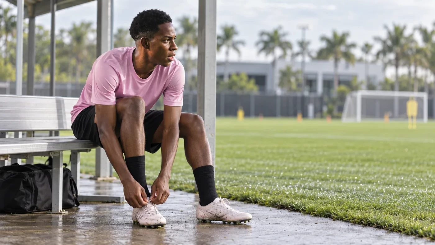 Lovend’s Delinois chuẩn bị bước vào buổi tập Inter Miami
