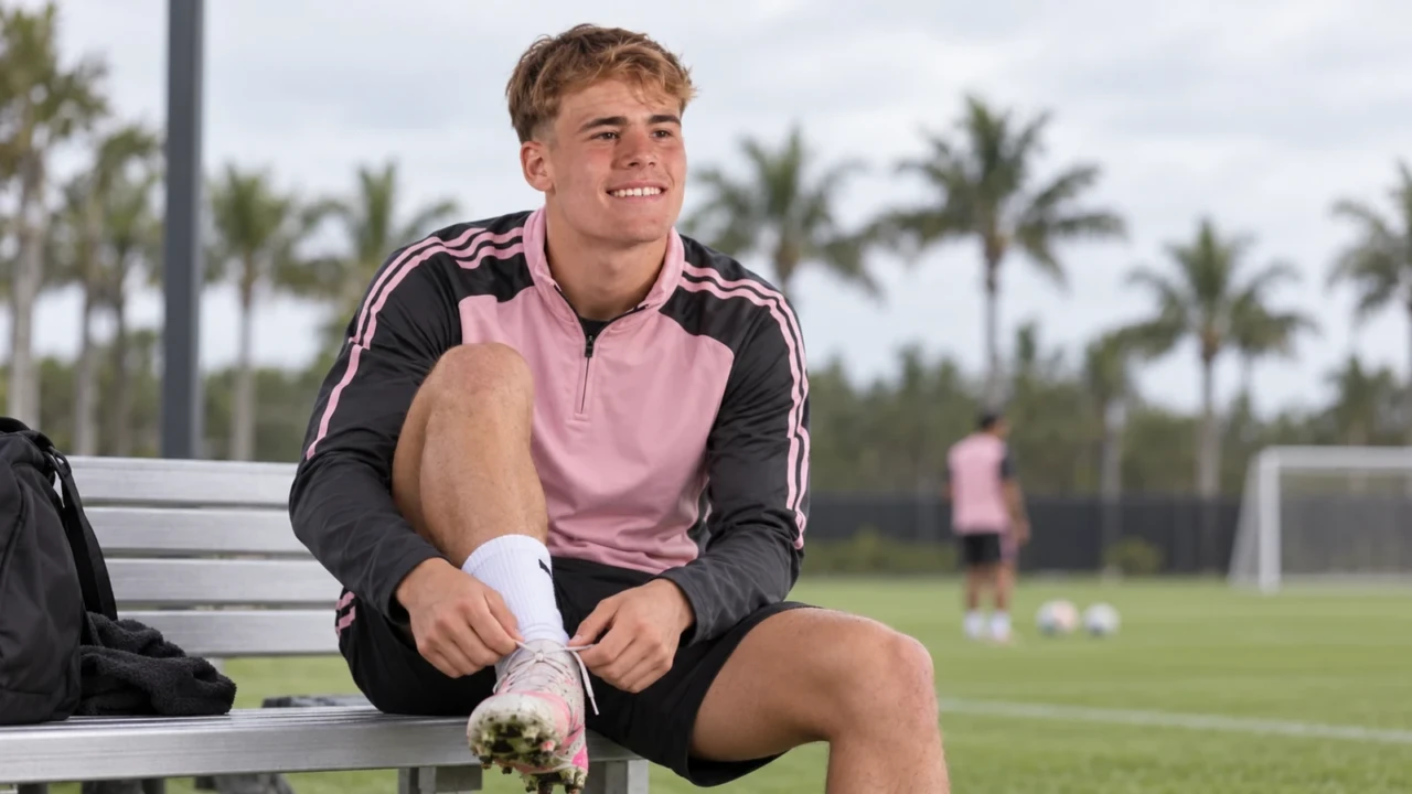 Mateo Silvetti chuẩn bị trước buổi tập Inter Miami