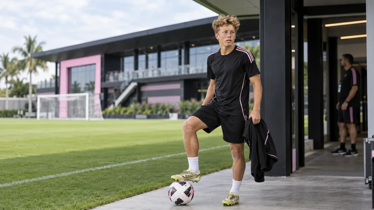 Preston Plambeck chuẩn bị bước vào sân tập của Inter Miami