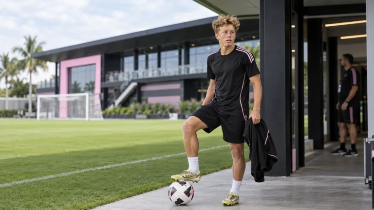Preston Plambeck chuẩn bị bước vào sân tập của Inter Miami