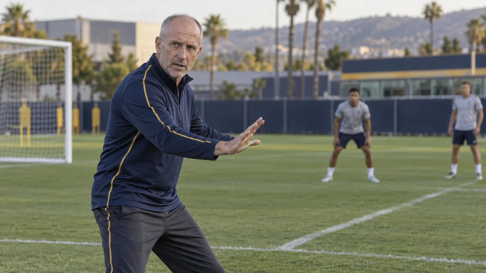 Dan Calichman hướng dẫn góc đứng phòng ngự trên sân tập LA Galaxy