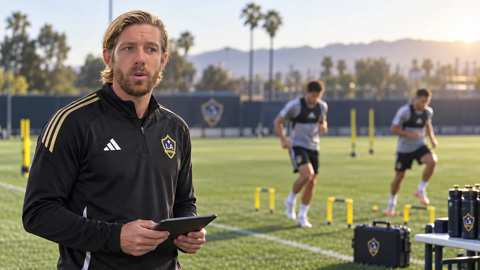 Tom Williams quan sát bài kiểm tra sẵn sàng vận động của LA Galaxy