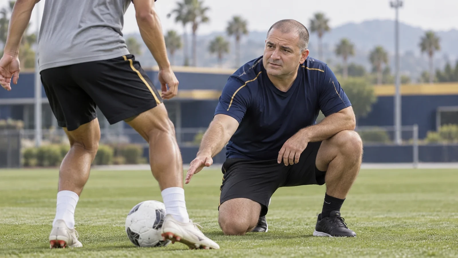 Nick Theslof hướng dẫn kỹ thuật xoay người trên sân tập LA Galaxy